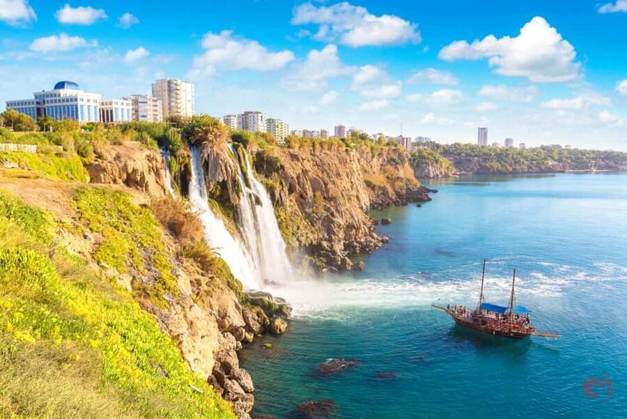 Antalya Boat Tour: Düden Waterfall, Swim & Soft Drinks - Seeing Lower Düden Waterfall from the Mediterranean