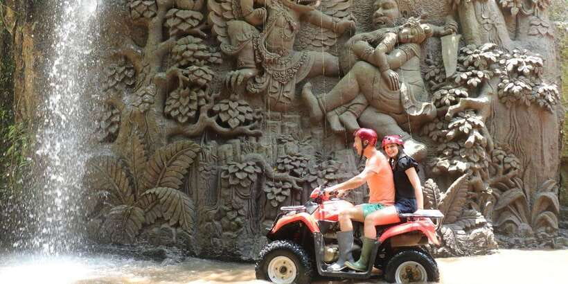 Bali: ATV Gorilla Cave, Ubud Monkey Forest, & Waterfall Tour - Ubud Monkey Forest: close, but not careless