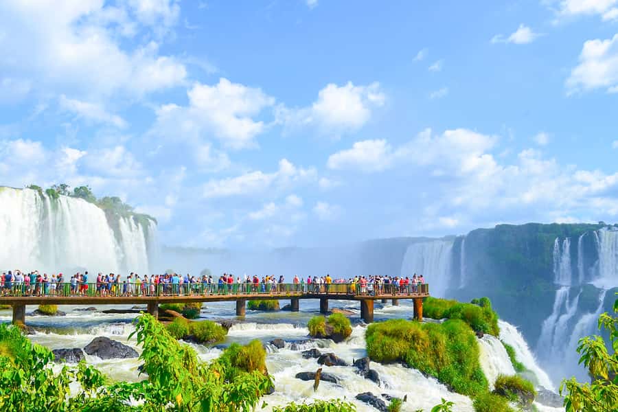 From Foz do Iguaçu: Brazilian Side of the Falls with Ticket - The 1-kilometer trail and the view toward Devil’s Throat