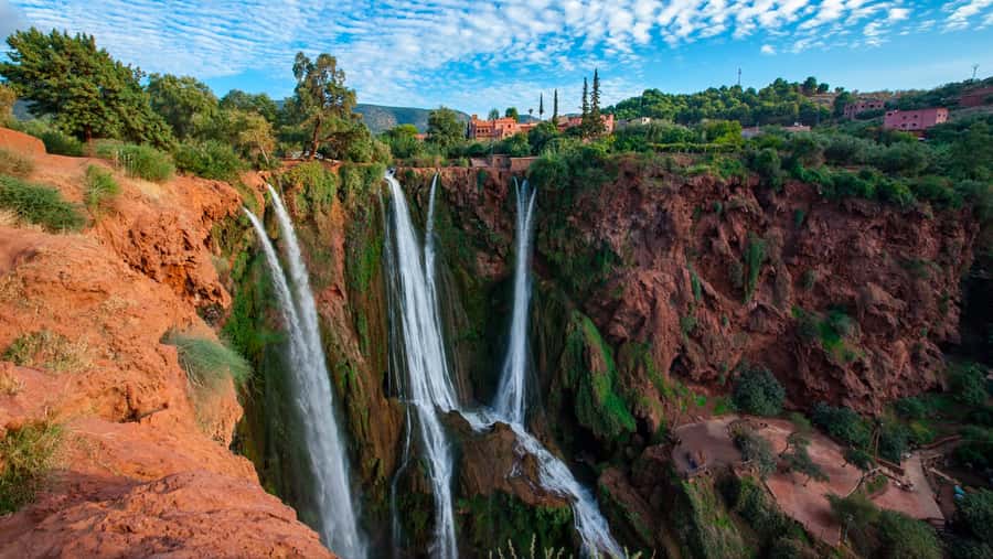 From Marrakech: Guided Ouzoud Waterfalls Tour with Boat Ride - Arriving above the 110-meter falls