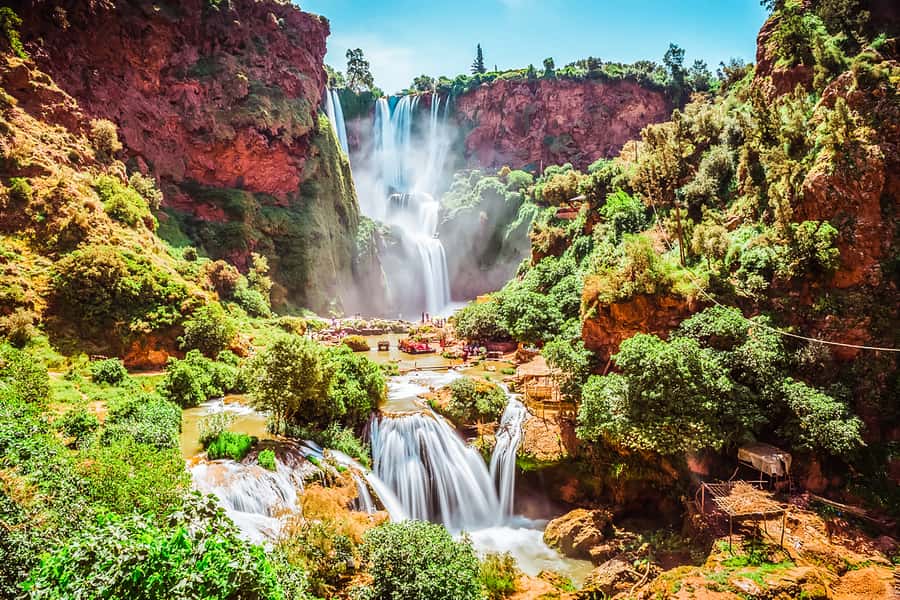 From Marrakech: Ouzoud Waterfalls Guided Tour & Boat Ride - First sight of the Ouzoud cascades