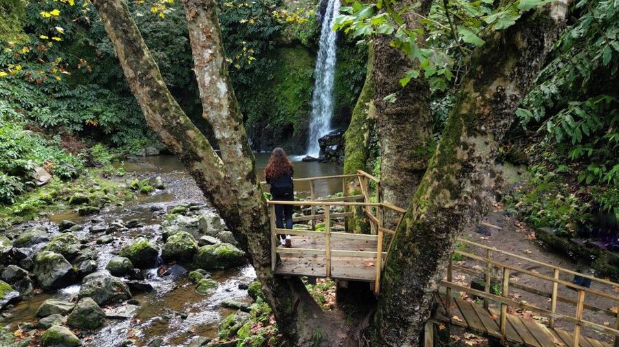 Lomba de São Pedro: Waterfall Hiking Tour with Tea Tasting - The final climb through springs and village life