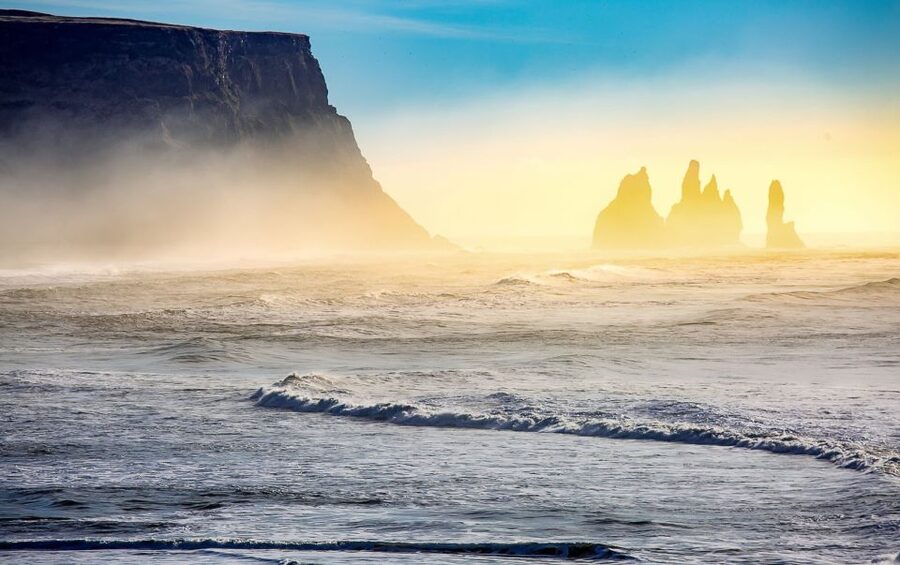 Reykjavík: South Coast Waterfalls, Black Sand & Glacier Tour - Skógafoss, where water drops 60 meters