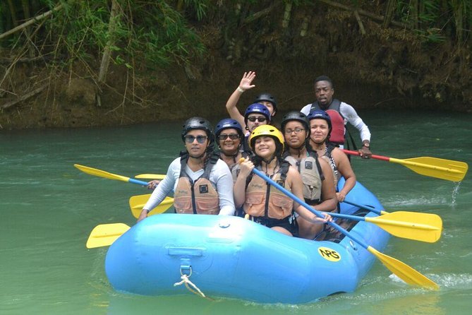 River Rapids Waterfalls Rafting and Beach Adventure - Bamboo shade, waterfall water, and the rope swing