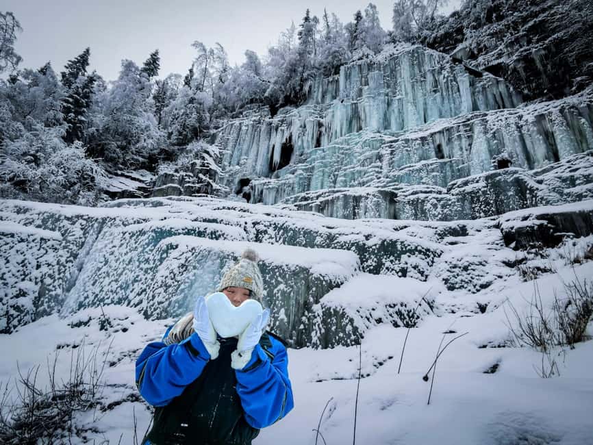 Rovaniemi: Korouoma Canyon Frozen Waterfalls Hike & BBQ - Walking into the frozen canyon