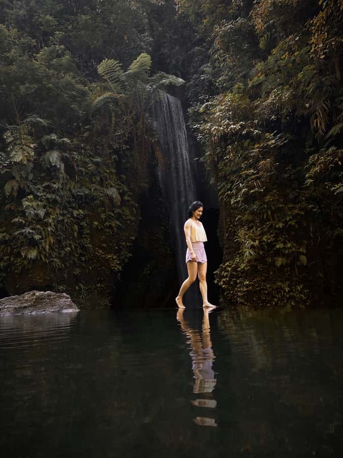 Ubud: Gorilla Face Quad Bike, Jungle Swing, Waterfall & Meal - Goa Raja Waterfall and the canyon light