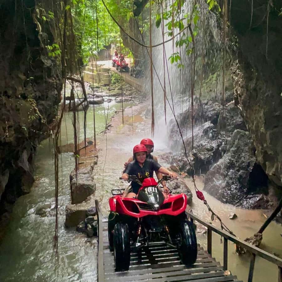Ubud: Quad ATV Waterfalls & Barong Caves - One hour through mud, rivers, and waterfalls