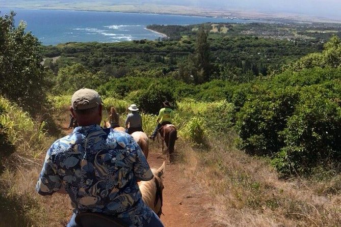 West Maui Mountain Waterfall and Ocean Tour via Horseback - Climbing toward distant waterfalls