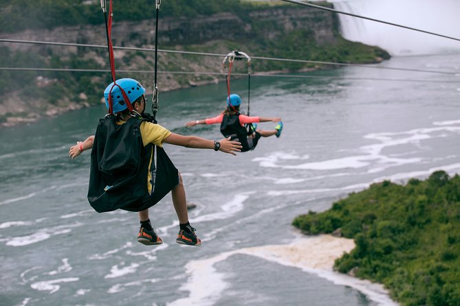 Zipline To The Falls in Niagara Falls, Canada - Riding toward Niagara Falls from the gorge